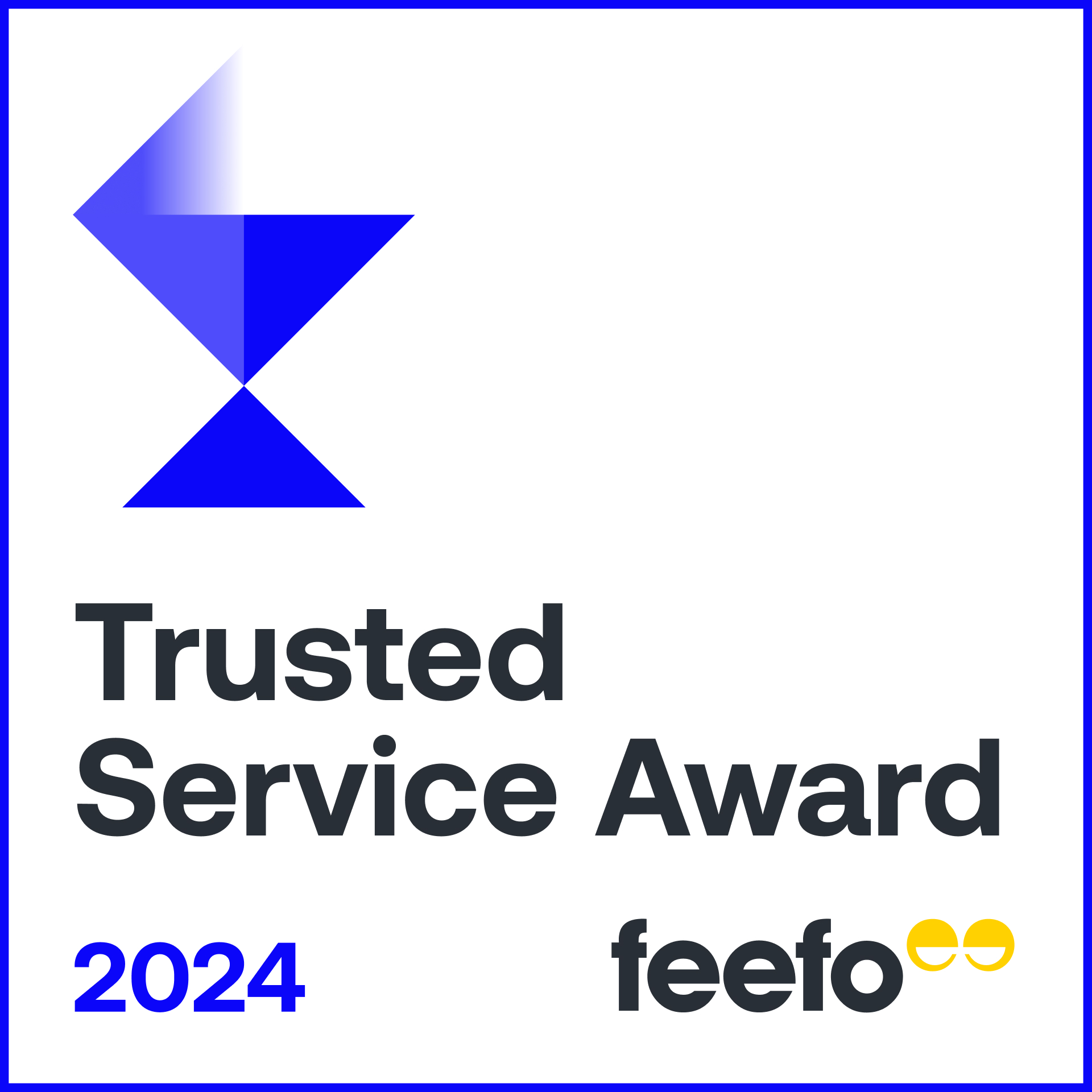 2024 Trusted Service Award badge from feefo.com